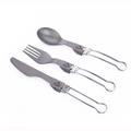 Titanium Flatware Knife Fork Spoon Set Lightweight Ti Camping Utility Cutlery Set with Carrying Bag for Traveling Picnic Hiking