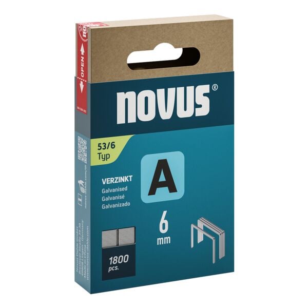 Novus 1800er-Pack Feindrahtklammern »A 53/6« 6 mm verzinkt grau Image