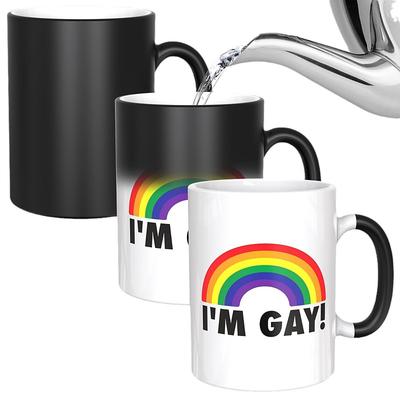 Pride Parade Magic Mug Mug LGBTQ Gay Pride I'm Gay Rainbow Heat Change Mug - Funny Rude Mug - Message Appears As It Heats - Perfect Novelty Gag Gift, Best Funny Gifts And Pride Accessories