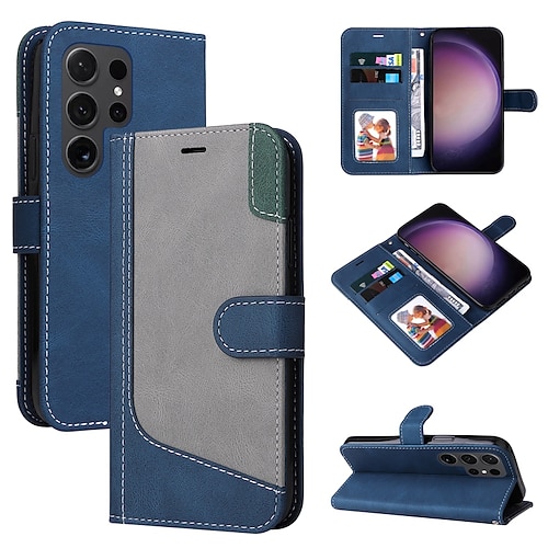 Handy Hülle Handyhüllen Für Samsung Galaxy S26 Ultra Plus S25 S24 S23 S22 S23 FE S21 Ultra Plus S20 A55 5G A35 5G Brieftaschenhülle Magnetisch Vollschutz Ständer Geometrisches Muster TPU PU-Leder Image