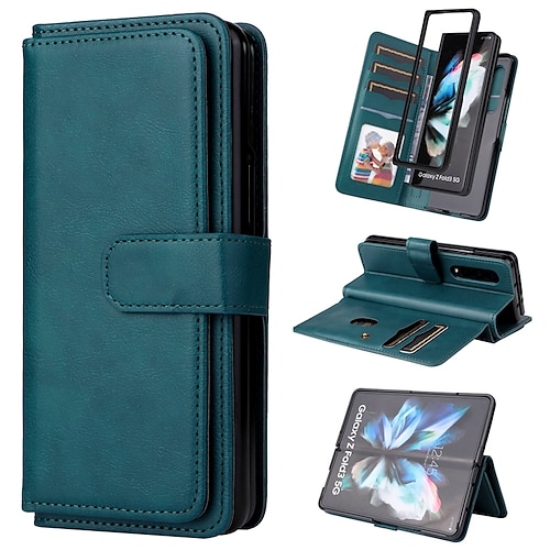 Handy Hülle Handyhüllen Für Samsung Galaxy Z Fold 5 Z Fold 4 Z Fold 3 Brieftaschenhülle Magnetisch Vollschutz Ständer Retro TPU PU-Leder Image