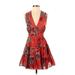Banana Republic Casual Dress - Fit & Flare: Red Paisley Dresses - Women's Size 2X-Small Petite