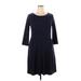 Merona Casual Dress - Fit & Flare: Blue Solid Dresses - Women's Size X-Large