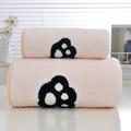 TOPRenddon Bath Towels - Set of 2 Coral Plush Bear Embroidered Towel Bath Towel Combination Set Soft Water Absorbent Non Hair Falling Gift Set Towel