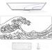 Desk Mouse Pad Large Gaming Mousepad XXL Desk Pad Extended Long Superior Micro-Weave Cloth Non-Slip Rubber Big Computer Mouse Mat for Gamer Office & Home 35 x 15 White Great Wave