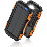 Power-Bank-Solar-Charger - 42800mAh Portable Charger Solar Power Bank External Battery Pack 5V3.1A Qc 3.0 Fast Charger Built-in Super Bright Flashlight (Orange)