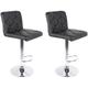 Lot de 2 chaises de bar réglables noires avec dossier hauteur réglable en tissu noir