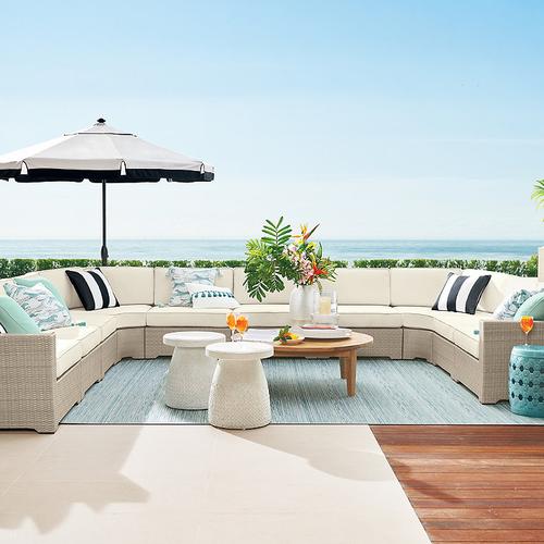 Palermo Modular Seating Collection in Dove Wicker - Left-facing Chair, Quick Dry, Sailcloth Aruba - Frontgate