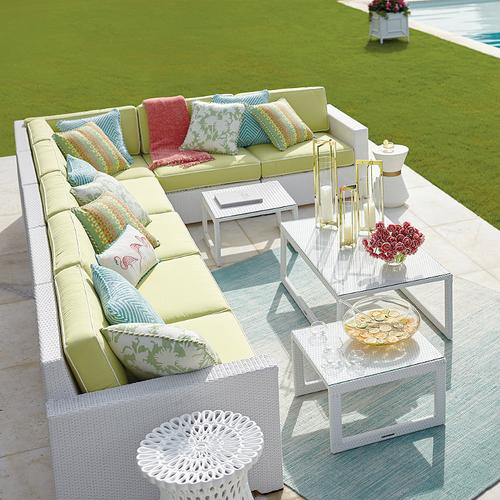Palermo Modular Seating Collection in White Wicker - Corner Chair, Quick Dry, Natural - Frontgate