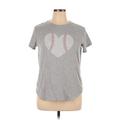 Fifth Sun Short Sleeve T-Shirt: Gray Hearts Tops - Women's Size X-Large