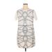 Zara W&B Collection Casual Dress - Shift: Ivory Graphic Dresses - Women's Size X-Large