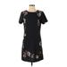 Simply Vera Vera Wang Casual Dress - Shift: Black Floral Motif Dresses - Women's Size Small