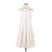 Elie Tahari Casual Dress - Shirtdress: Ivory Dresses - Women's Size 12