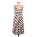 24/7 Maurices Casual Dress - A-Line Scoop Neck Sleeveless: Gray Stripes Dresses - Women's Size Large