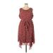 DressBarn Casual Dress - High/Low: Red Floral Motif Dresses - Women's Size 20