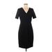 T Tahari Casual Dress - Shift: Black Solid Dresses - Women's Size 6