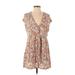 Vanessa Virginia Casual Dress: Tan Paisley Dresses - Women's Size Small