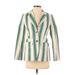 Tory Burch Blazer Jacket: Green Stripes Jackets & Outerwear - Women's Size 00