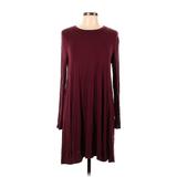 Charlotte Russe Casual Dress - Sweater Dress Crew Neck Long Sleeve: Burgundy Dresses - Women's Size Large