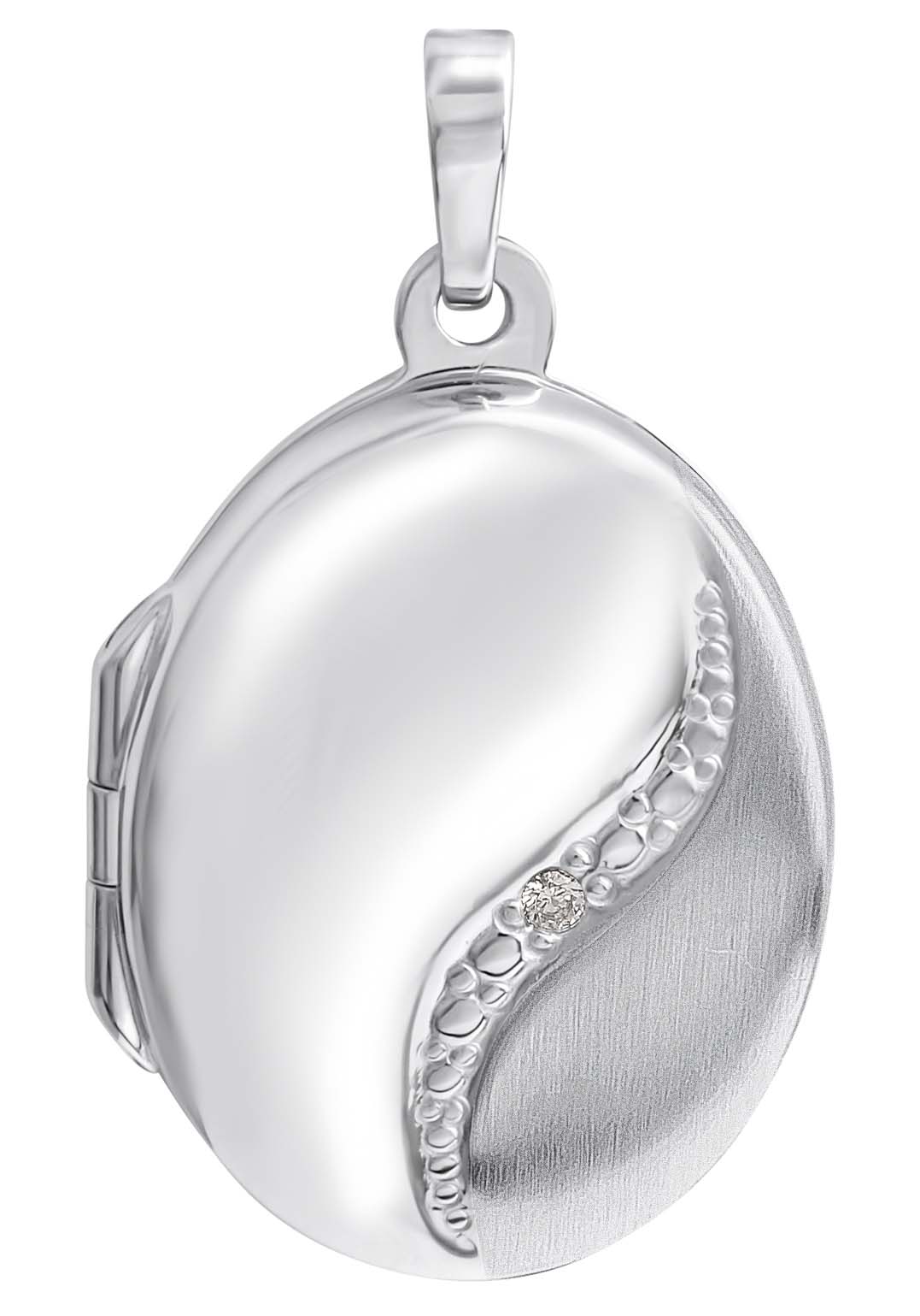 Kettenanhänger FIRETTI "Schmuck Geschenk Silber 925 Halsschmuck Anhänger Medaillon", silber (silberfarben, kristallweiß, kristallweiß), Schmuckanhänger, Damen, Silber 925 (Sterlingsilber), 3,3 g, Kettenanhänger, mit Zirkonia (synth.)