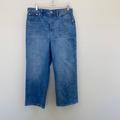 Madewell Jeans | Madewell Slim Wide Leg Crop Distressed Denim Blue Jeans Pants Womens Size 31 | Color: Blue | Size: 31