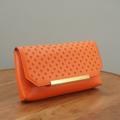 J. Crew Accessories | J. Crew Womens Leather Clutch Bag Orange Strapless Leather Small Rectangle | Color: Orange | Size: Small