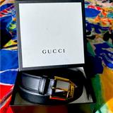 Gucci Accessories | Gucci Belt. Men’s Leather Gold Buckle. Spent $500+ In 2021 Great Condition | Color: Black | Size: 28-33