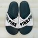 Pink Victoria's Secret Shoes | Nwt Vs Pink White Criss Cross Strap Slides L Logo | Color: Black/White | Size: 9