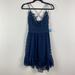 Free People Dresses | Free People Adella Burnout Velvet Slipdress Strappy Lace Mini Dress Navy Medium | Color: Blue | Size: M