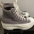 Converse Shoes | Converce Chuck Taylor All Star Faux Shearling Run Star Hike Platform Sneaker | Color: Gray/White | Size: 8.5 Women's / 7 Men's