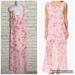 Nine West Dresses | Nine West Pink Floral Faux Wrap Asymmetrical Ruffle Maxi Dress Size 8 | Color: Pink | Size: 8