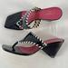 Kate Spade Shoes | Kate Spade Square Toe Thong Mule Sandal In Black White Size 7 | Color: Black/White | Size: 7
