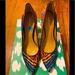 Nine West Shoes | - Nine West Abstract Print Heels -7.5 Blue /Orange Brown , Fabric , Nwot | Color: Blue/Orange | Size: 7.5