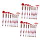 Beavorty 30 Pcs Christmas Makeup Brushes Foundation Brush Christmas Face Powder Brush Make up Assecories Shadows Blush Face Makeup Cosmetic Red Beauty Tools Artificial Fiber