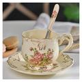 Bswox Porcelain Espresso Cup with Saucer Creative Ceramic Coffee Cup and Saucer Hand Painted Rose Porcelain Tea Cup and Spoon Classic Drink Gift (Color : 250ml Rose)