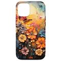 Hülle für iPhone 14 Schmetterling Regenbogen Farben, bunte Blumen Kunst knallen