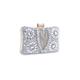 CORIOS Women Rhinestone Evening Bag Multicolor Clutch Bag Bridal Wedding Purse Luxury Crystal Handbag Glitter Shoulder Bag With Detachable Chain Elegant Crossbody Bag for Cocktail Prom Party Silver