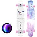 43" Pro Skateboards for Beginners Complete 7 Layer Maple Standard Longboard for Kids Teens and Adults Double Kick Concave Deck for Extreme Sports and Outdoors
