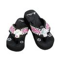 Montana West Flip Flops for women Wedge Flip Flops Western Wedge Sandals Bling Flip Flops Beach Sandals, Black15, 4 UK