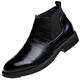 PGTTWOOD Walking Chelsea Boots for Men Classic Wearable Lightweight Slip-On Daily Work Leather Boots Soft Sole Elastic Leisure Ankle Boots Outdoor (Color : Black With Fur, Size : 8 UK)