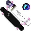 43''Skateboard for Beginners Double Kick Concave Standard and Tricks Deck with 7 Layer Maple Pro Complete Longboard with Flashing Wheels for Teens Adults and Kids