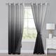 XWZO Ombre Curtains with Eyelets Colour Gradient Curtain Voile Sheer Gradient Curtains Set of 2 for Bedroom and Living Room Loop Curtains with Tie Backs H 225 x W 140 cm Black