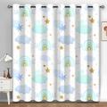 Syhi Qlty Rainbow Blackout Curtains for Bedroom, Clouds and Stars Thermal Curtains & Drapes, Eyelet Soundproof Curtains 72 Inch Drop, Window Treatments for Living Room, 66 x 72 Inch(W X L), 2 Panels