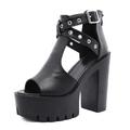 NEOFEN Platform Heels Chunky heels Sandals for Women Comfy Open Toe Block Heeled Sandals Heels Black Chunky Platform Heels for Women Summer Dress Shoes (Color : Black, Size : 4 UK)