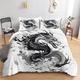 LLSZAHD Chinese Dragon Super King Duvet Cover Oriental Bedding Duvet Cover Sets with Zipper Closure Fluffy Brushed Microfibre Super King Quilt Cover and 2 Pillowcases 50x75 cm