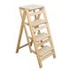 Wooden 4 Steps Ladders Folding Climb High Stool Solid Wood Household Step Ladder Shelf for Kitchen Portable Multi-Purpose Foldable Stepladders/Walnut Color (Wood Color)