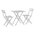 Harbour Housewares Square Garden Furniture Set - 3 Piece - White - Outdoor Folding Bistro 1 Table and 2 Chairs for Balcony, Patio, Garden and Convervatory