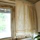 Leaf Pattern Curtain Valance with Tassels, Lace Embroidered Half Window Curtains Tiers Rustic Style Semi Sheer Short Curtain, Rod Pocket (Color : Yellow, Size : 135x70cm/53x27in(WxL))