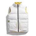 ASDFY Mens Body Warmers,Men'S Sleeveless Vest With Stand-Up Collar Quilted Vest Jacket Outdoor Vest White Casual Fashion Men Jacket Windproof Zippers Bodywarmer For Men Teens Xl