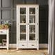 The Furniture Market Cheshire Cream Painted Glazed 2 Door 2 Drawer Tall Display Cabinet